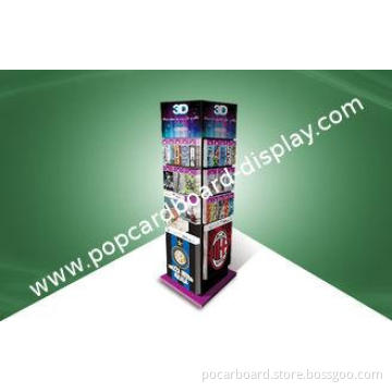 Four-face-show Cardboard Display Stand Floor Hook Display f